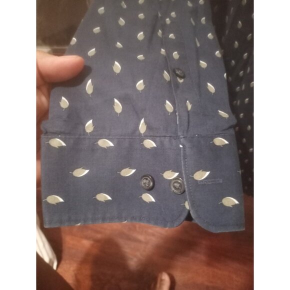 Perry Ellis Stretch Men's 5X Blue Floral Print Button Up Long Sleeve Shirt - Picture 6 of 13